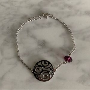 NWOT Silver and Purple Bead Bracelet